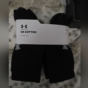 NEW 6 PAIR PACK UNDER ARMOUR UA COTTON CUSHIONED CREW SOCK BLACK M 7-8.5